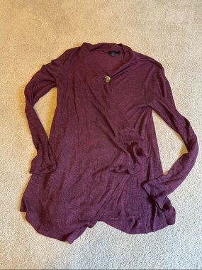 AB Studio Long-Sleeve Shawl Collar Tunic - Wine/Burgundy